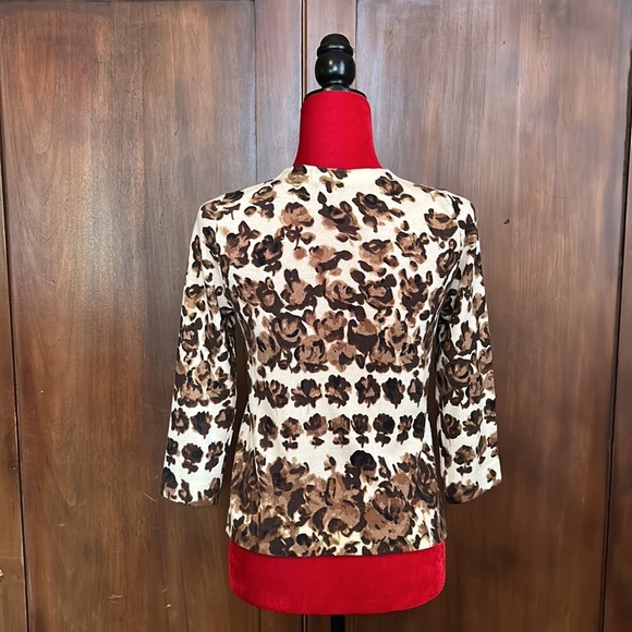 J Crew Chocolate Rosebuds Abstract Cardigan M - Picture 2 of 9